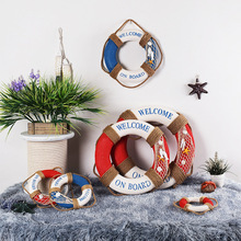 地中海风格红蓝渔网泡沫救生圈游泳圈壁挂客厅背景墙卧室墙面装饰