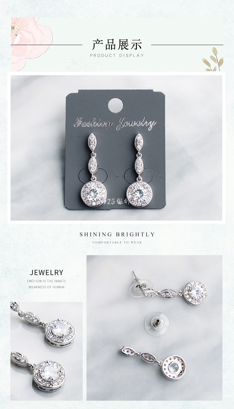 Koreanische Mode Zirkon Einfache Neue Diamantohrringe Für Frauen Großhandel display picture 2