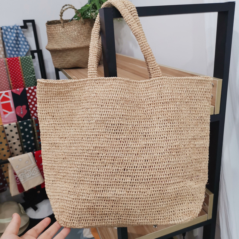 ins Raffia manual Woven bag Shopping basket Simplicity men and women on vacation Sandy beach Bag One shoulder Handbag