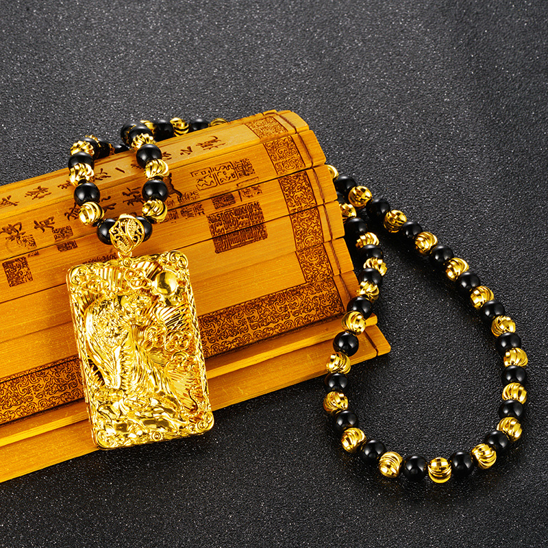 Tigre Xiao Tian hombres Vietnam oro imitación oro collar de cobre puro chapado en oro real bendición etiqueta collar suministro al por mayor