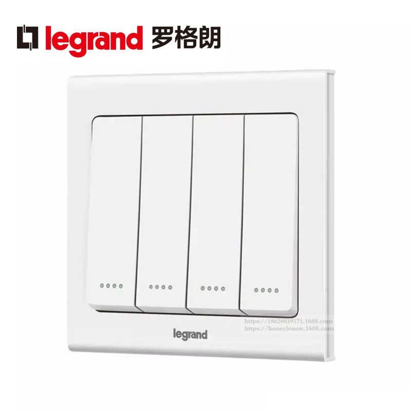 Legrand罗格朗 逸典 四位单控带荧光开关_米兰金V6S/34/1/2DY