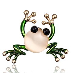 懷琅2019歐美時尚動物胸針珍珠畫油胸花批發別針青蛙胸針