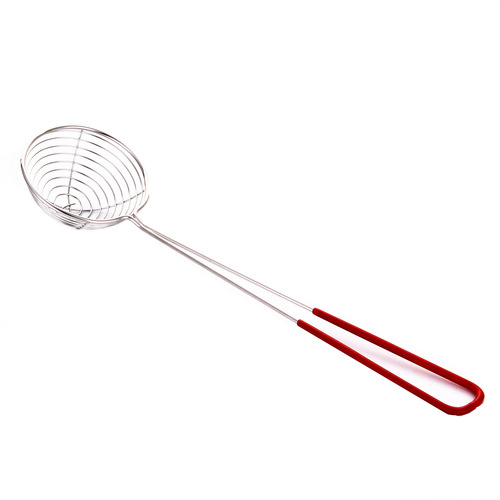 Stainless steel pearl milk tea colander, red handle pearl powder round spoon, hot pot spoon, deep net fishing, milk tea shop supplies