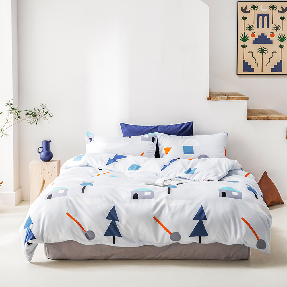 帛缦纺织跨境家纺三件套外贸亚马逊美国爆款纯棉印花床上用品套件