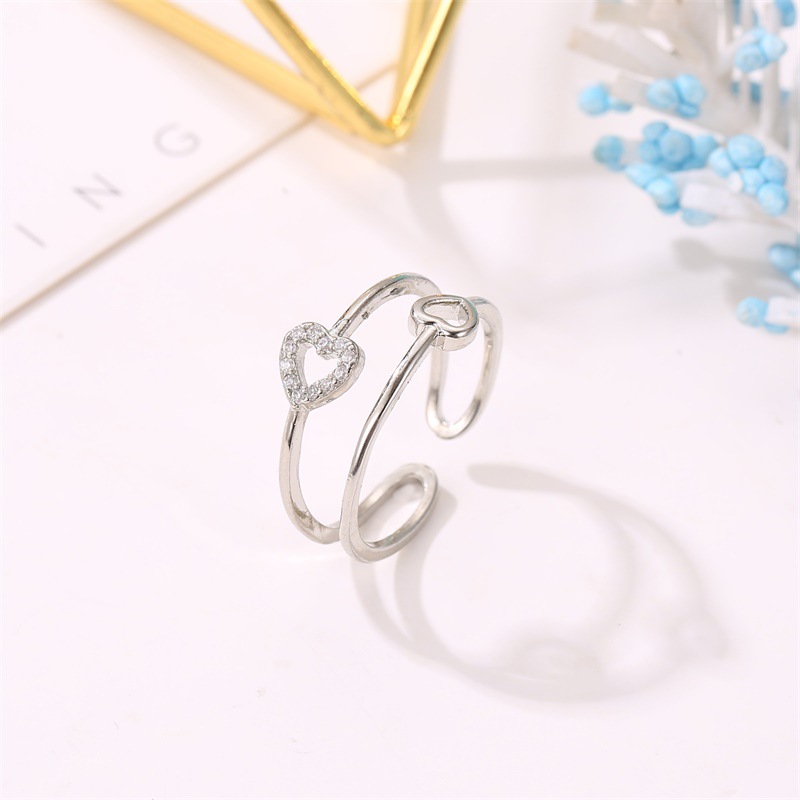 New Fashion Love Zircon Ring Simple Hollow Open Ring Wholesale Nihaojewelry display picture 5