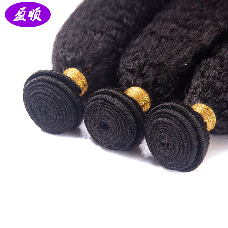 Kinky Straight Human Hair Weave Bundles Indian Hair Bundle Non-Remy 8-22Inch Coarse Yaki Hair