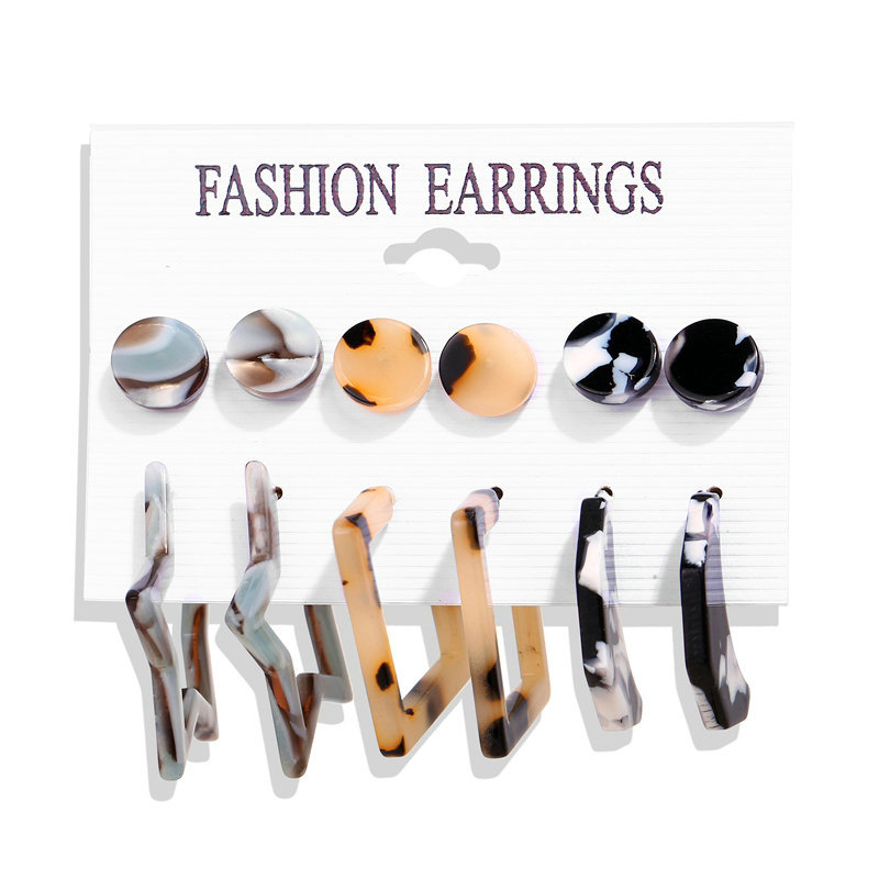 Acrylic Artificial Pearl Circle Tassel Earrings Set 6 Piece Set Hot Selling Earrings Wholesale Nihaojewelry display picture 58