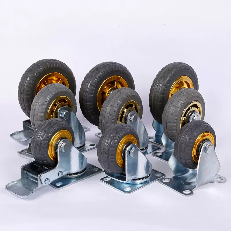 静音3寸高弹力橡胶脚轮 耐磨高载重手推车轮子4寸定向轮5寸万向轮