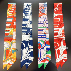 2021 Korean Version New Wrap-Style Strappy Bag with Small Ribbon for Ladies, Striped Simulated Silk, Small Lapel Scarf, Hair Tie, Wholesale