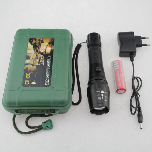 Factory Supply Long Range T6 Mid-Open Straight Charge Aluminum Alloy LED High-Power Flashlight Zoom Charge Lighting Outdoor