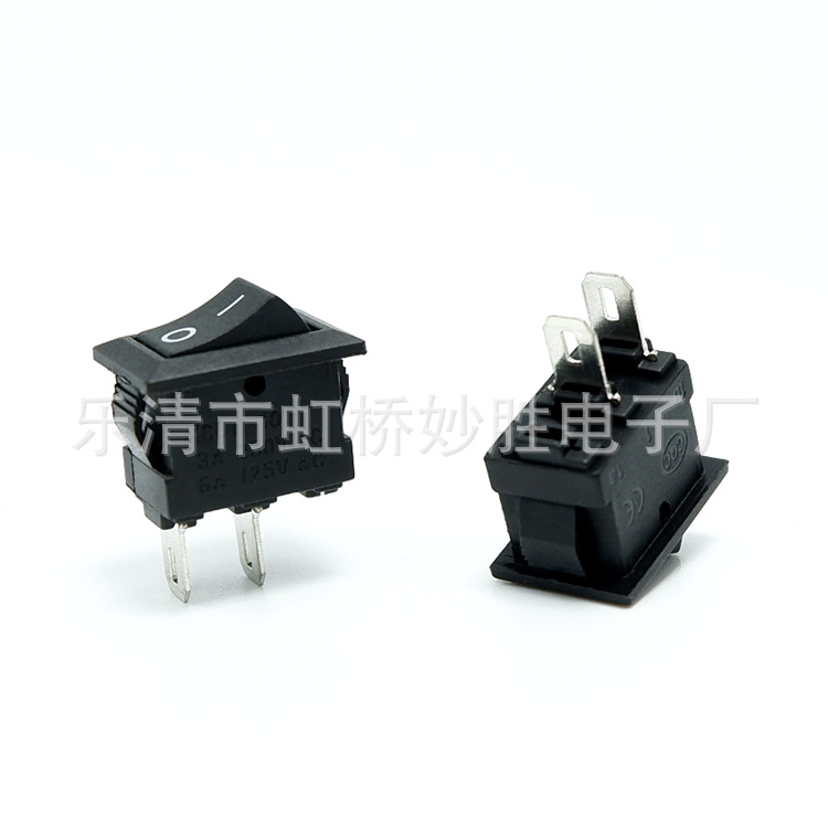 KCD11-101小船型开关全黑色2脚2档10*15铁脚翘板电源开关