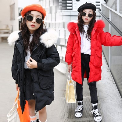 2019 winter new pattern Korean Edition CUHK girl thickening keep warm Down cotton Western style Hair collar Mid length version cotton-padded clothes