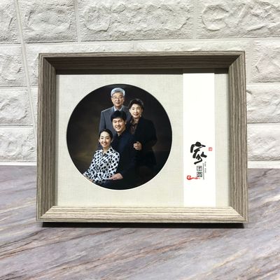全家福摆台麻布卡纸圆形高档影楼照相馆专用摆台中式中国风团圆照|ms