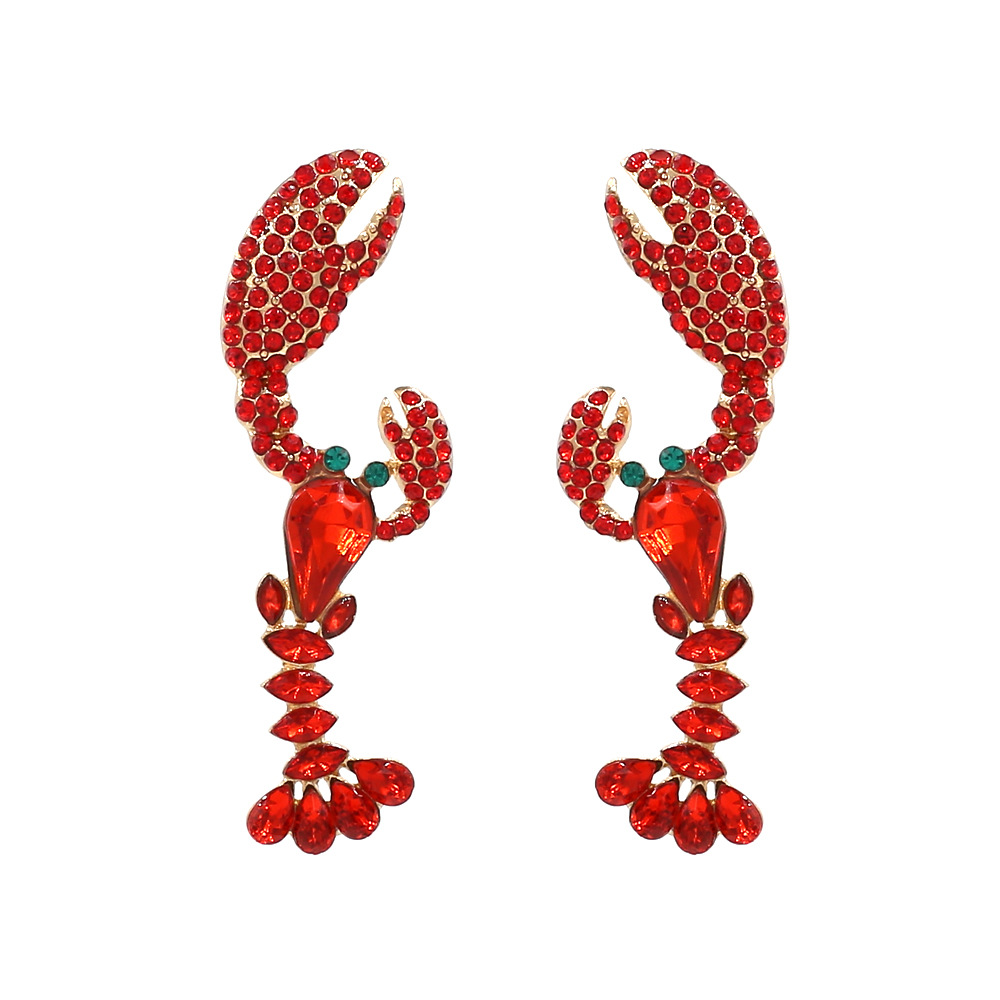 1 Pair Casual Cute Lobster Zinc Alloy Rhinestones Drop Earrings display picture 2