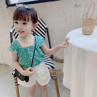 福美女童夏装2019新款韩版宝宝夏季洋气套装儿童吊带短裤两件套潮