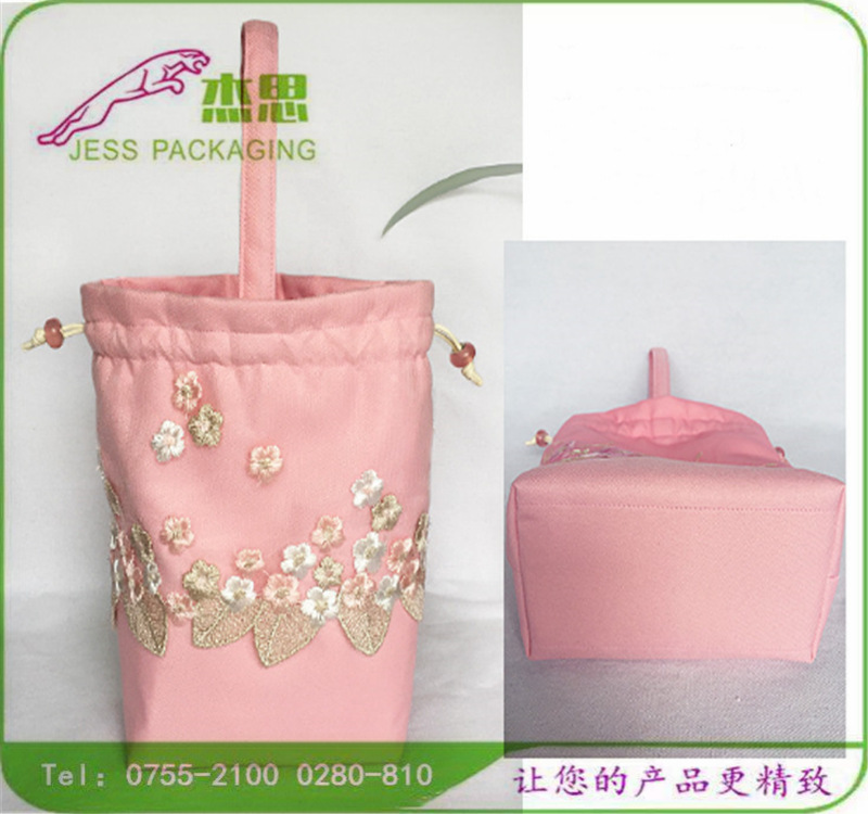 设计新款古风汉服蕾丝布小号手提包抽绳束口袋量大从优