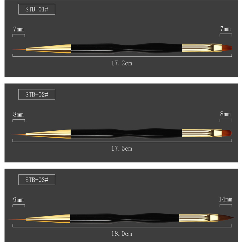 Herramientas de uñas transfronterizas de doble cabeza pluma de dibujo pintada pluma de gancho de dibujo tallada Pluma de Oro pluma de tubo de cobre de varilla