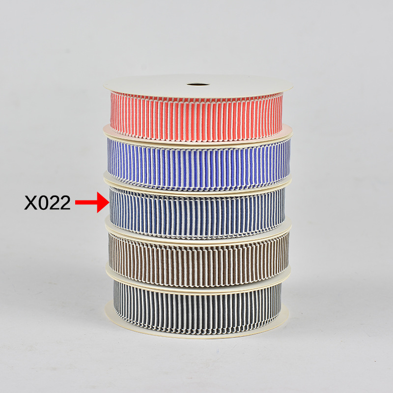 Tres colores a rayas poliéster sombrero cinturón ropa bolsa accesorios envoltura cinturón caja de regalo embalaje dentado cinta hilado teñido sombrero cinturón