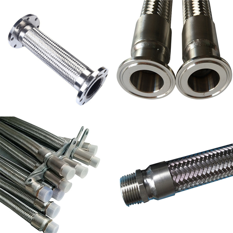 304 Stainless steel Ripple Hose 4 DN20 weave Metal hose high pressure explosion-proof 201 Stainless steel bellows