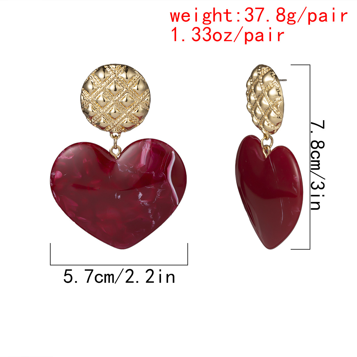 Retro Wild Geometric Tassel Simple Texture Colored Peach Heart Stud Earrings display picture 5
