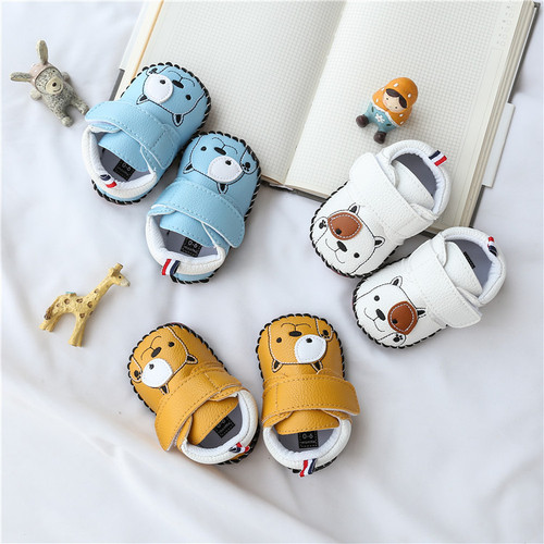 Hansheng baby shoes 0-1 years old spring and autumn rubber sole non-slip toddler shoes soft sole male and female baby cartoon non-falling shoes