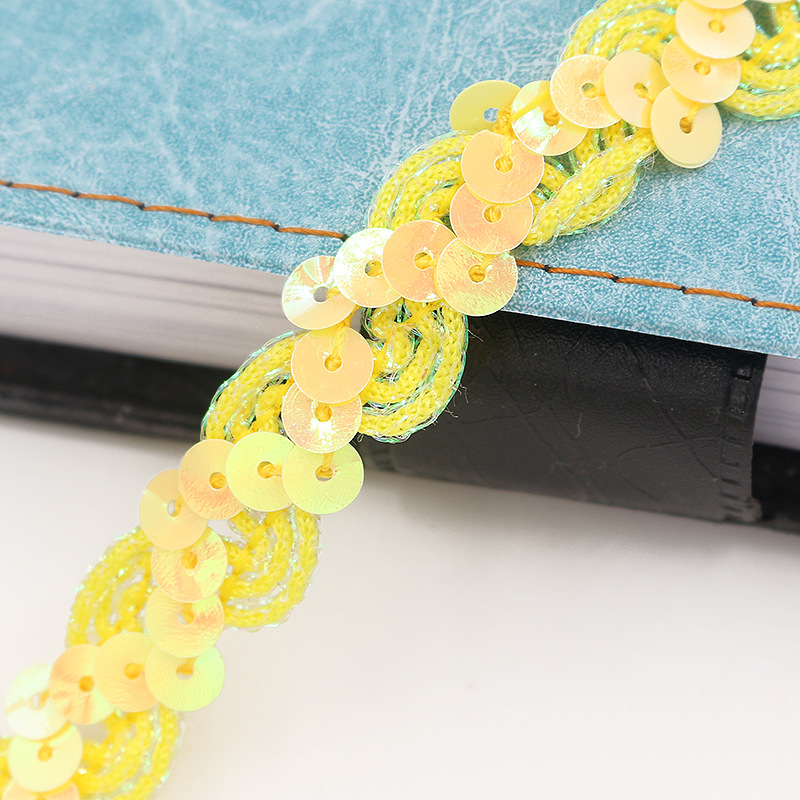 Protección del Medio Ambiente onda lentejuelas tira de cuentas cinturón Ropa Accesorios DIY1.5CM rendimiento ropa lentejuelas cinturón de encaje