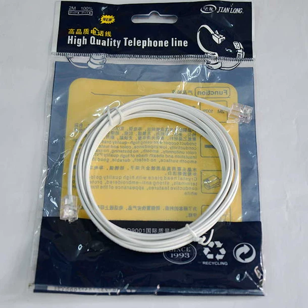 Телефонная линия хорошего качества Jianlong 6P2C, двухъядерная телефонная линия из бескислородной меди 3m 2-ядерная телефонная линия из чистой меди
