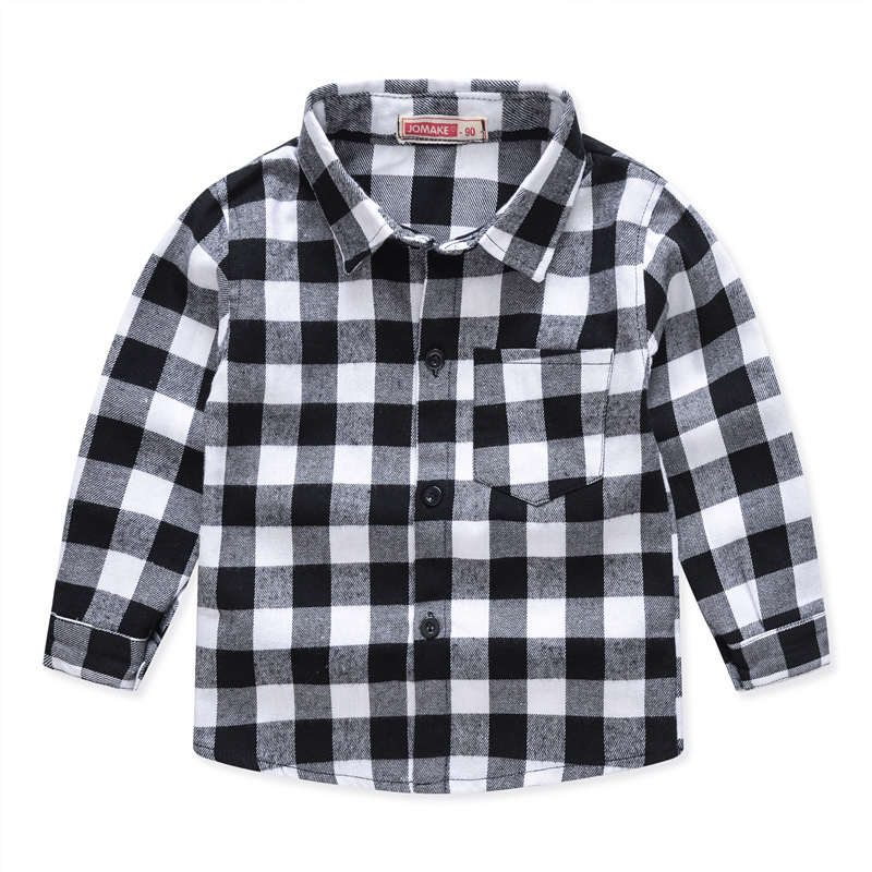 Spring And Autumn New Children's Clothing Wholesale European And American Boys' Plaid Shirt Brushed Children Children's Shirt display picture 5