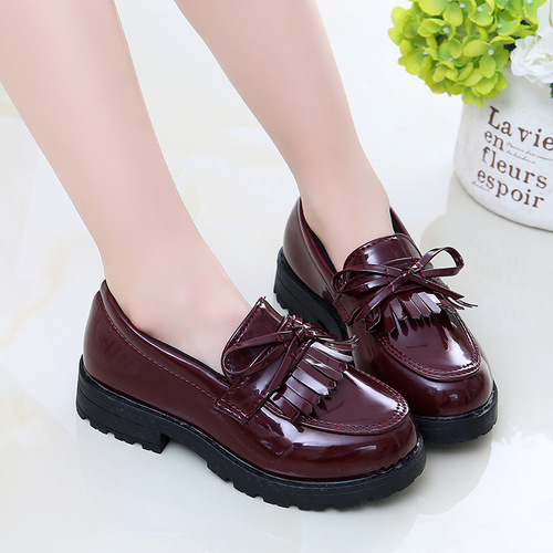 Factory direct sales girls princess performance shoes college style dance children's day performance children's leather shoes British style tassel shoes