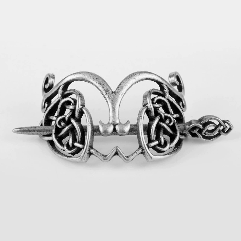 Сплавной ретро шпилька (Mo Chun), дизайн Celtic‑knot, электропокрытие, 4.5×5.9×8 см