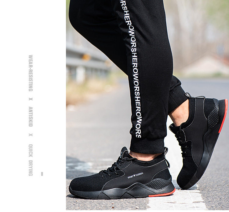 Giày bảo hộ lao động nam cổ thấp mũi thép chống đâm xuyên, chống va đập, nhẹ thoáng khí — Đen; 35, Đen; 36, Đen; 37, Đen; 38 chi tiết 28