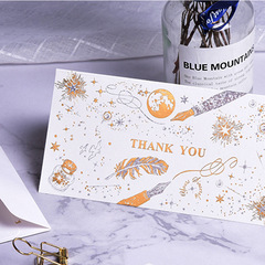 H-8 Creative Two-Color Gold Foil Birthday Thank You Card with Messages and Blessings, Folded Black and White Greeting Card