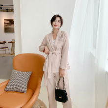 跨境2019春秋新款女装韩版时尚气质百搭休闲小西装外套西服套装女