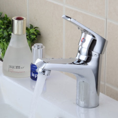 Copper single-hole bathroom sink faucet household bathroom cold and hot mixed water valve face basin countertop basin sink faucet