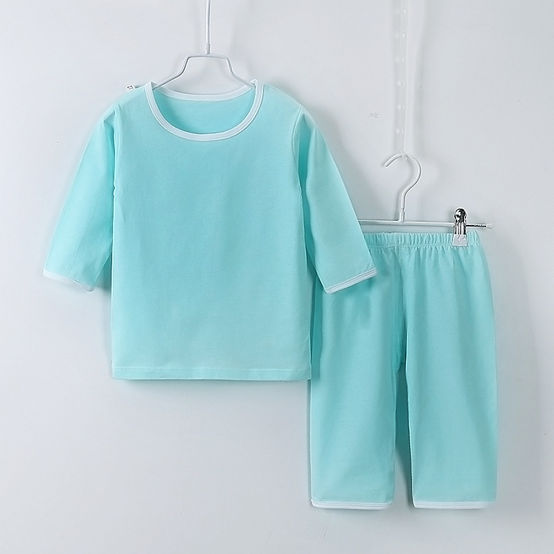 Combed pure cotton Big boy Air-conditioned shirt Summer wear Three Quarter Sleeve suit Child Home Furnishings pajamas T-shirt Direct selling