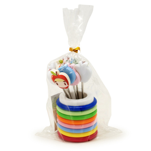 10 Yuan Store Supply RB118 Cartoon Animal Rainbow Fruit Fork Set Stainless Steel Fork Points Redemption Gift