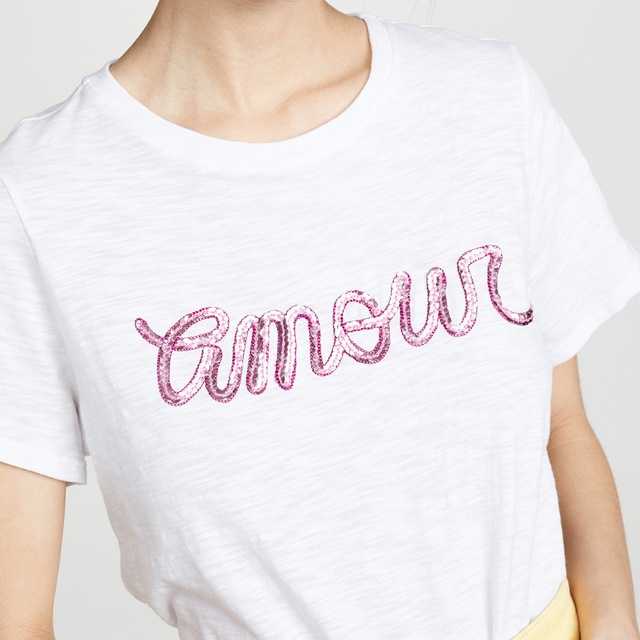 Summer new commuter leisure simple wind collar sequined T-shirt