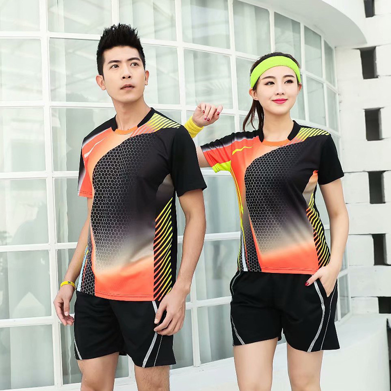 2019 new pattern Easy leisure time Athletic Wear men and women Tennis clothes Short sleeved motion jacket Quick drying run train shorts