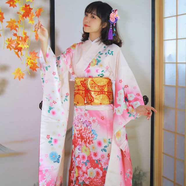 Japanese kimono formal women’s traditional vibrating sleeve kimono positioning printing kimono
