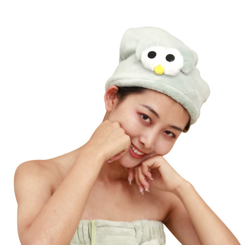 Thickened coral velvet super absorbent cute animal cartoon hair drying cap quick-drying hair turban manufacturer wholesale