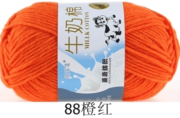 Пряжа Milk Cotton — моток 5-слойная средней крупности, 50 г, доступно 91 цвета