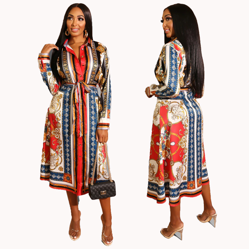 women s ethnic style printing long-sleeved shirt dress nihaostyles clothing wholesale NSXHX76751