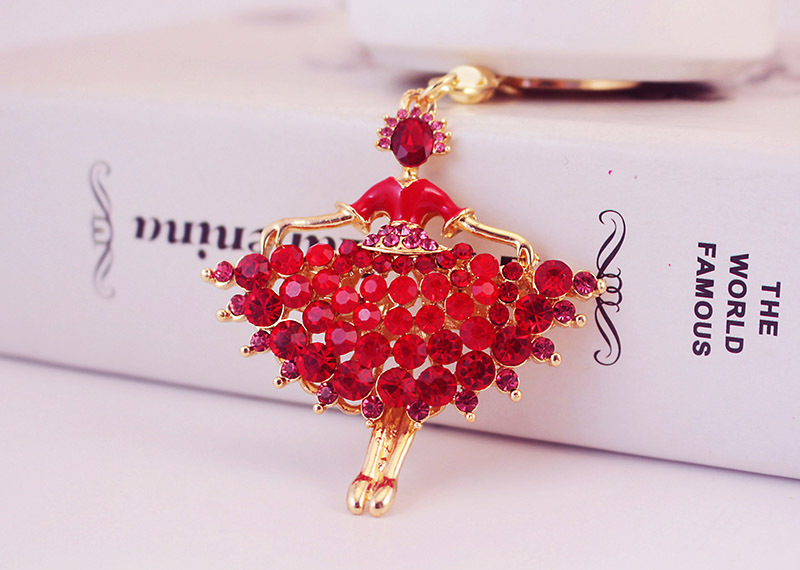 39g Weight Alloy, Metal Material Angel Pattern Unisex Gender Lake Blue, White, Red Color Ballet Girl Metal Pendant Keychain 1