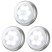 亞馬遜熱銷6LED圓形感應燈創意人體感應燈智能過道走廊衣櫥小夜燈