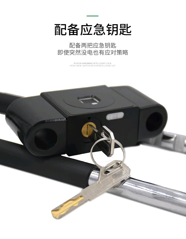 ZT58 Smart Bluetooth fingerprint Double Pull Glass Door U-shaped Lock, anti-theft U-shaped lock for shops, warehouses and offices detail image 10