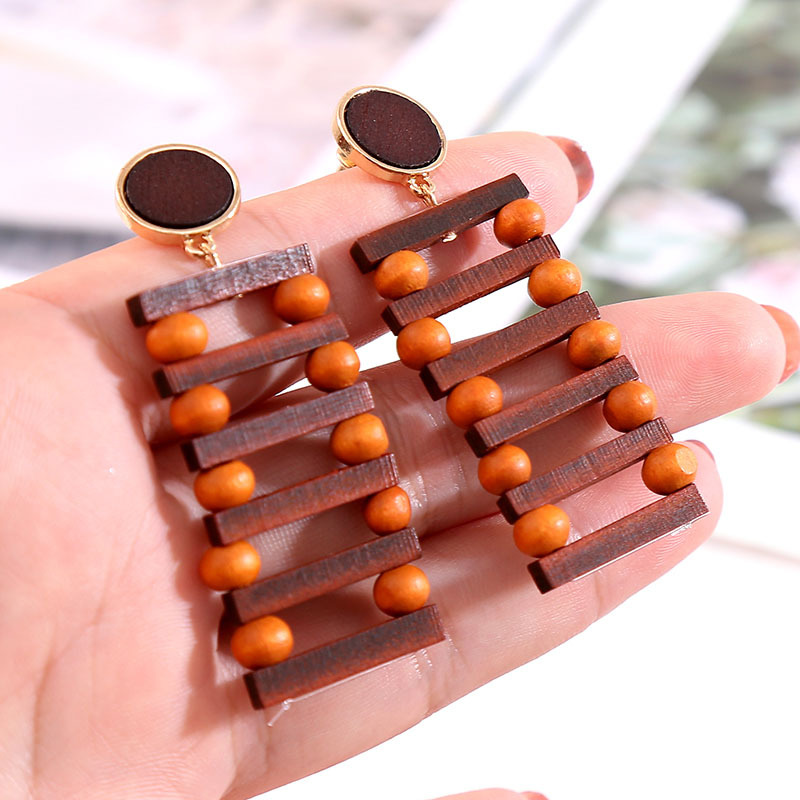 1 Pair Fashion Geometric Wood Handmade Women's Drop Earrings display picture 14