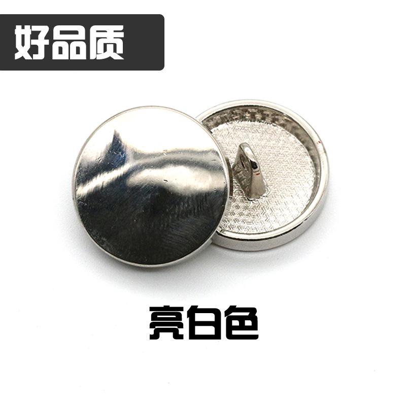 Fuente de la fábrica de metal Botón de metal de calidad de espejo plano hebilla de la moda hebilla de la capa redonda de coser a mano hebilla de pie alto