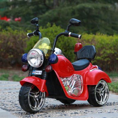 厂家直销经典大号哈雷儿童电动摩托车可充电 警车 儿童三轮车批发