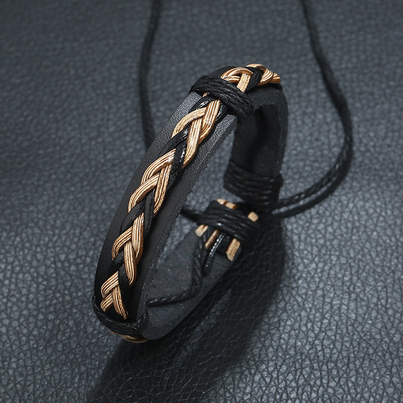New jewelry retro woven leather bracelet simple European and American menu0027s imitation leather br