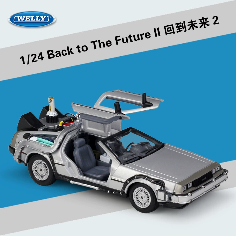 Реалистичная модель DeLorean из сплава масштаба 1:24 с миниатюрой персонажа - Назад в будущее, подарок на день рождения
